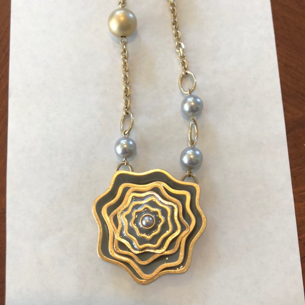 Long gold and gray necklace